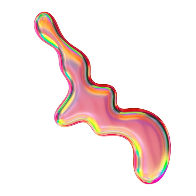 Forma de cromo con colores de gradiente retro representación 3D aislado en blanco