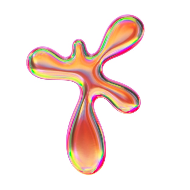 Forma de cromo con colores de gradiente retro representación 3D aislado en blanco