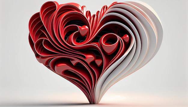 Forma de amor vermelho com imagem gerada por Ai de fundo branco
