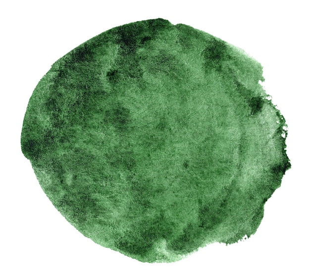 Forma de aquarela verde escura isolada no fundo branco