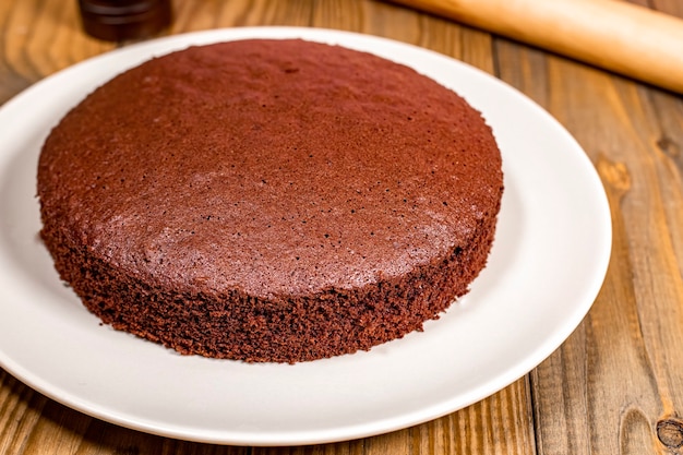 Foto forma de bolo de chocolate caseiro fresco