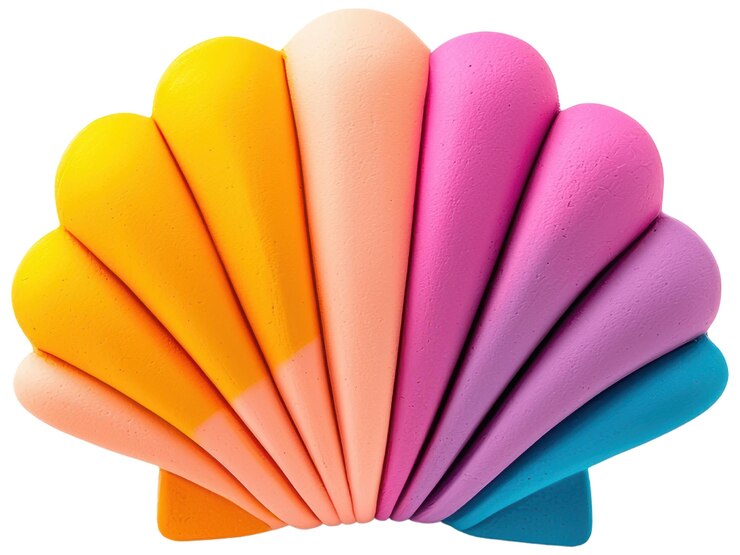Foto forma de concha de espuma colorida para projetos criativos