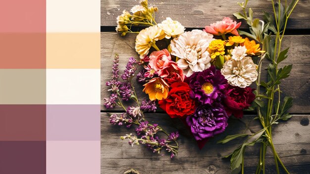 Foto forma de coração feita de flores dia dos namorados paleta de cores amor moda generative ai