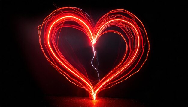 Forma de coração vermelho de néon Amor Dia dos Namorados conceito romântico