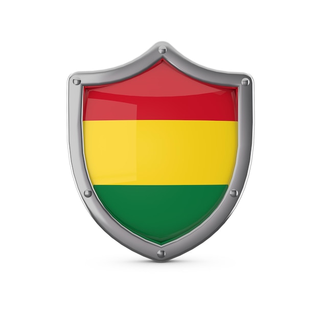 Forma de escudo de metal do conceito de segurança da Bolívia com bandeira nacional