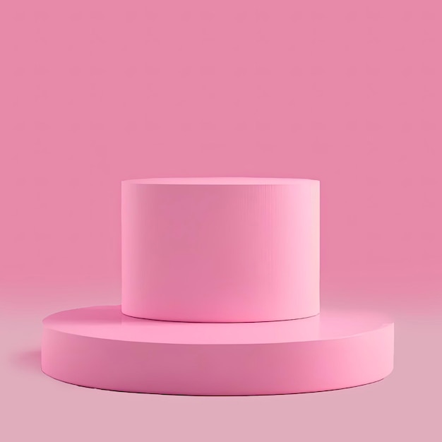 Forma de geometria abstrata pódio de cor rosa em fundo de cor rosa para exibição do produto