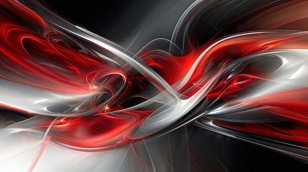 Forma de linha de perspectiva 3D abstrata vermelha e preta em fundo branco
