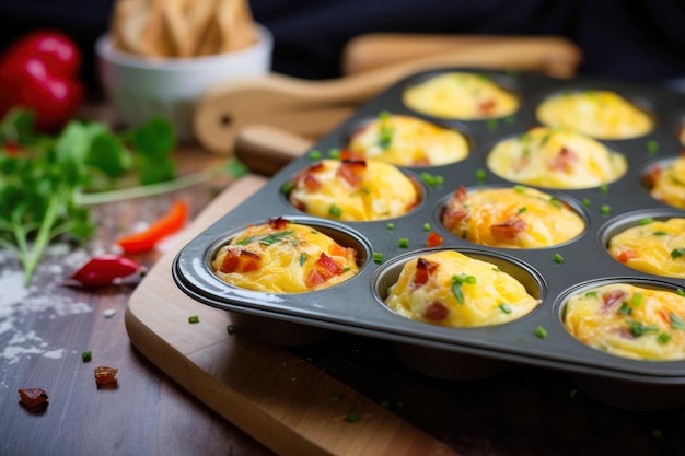 Forma de muffin com omelete de ovo vegetal