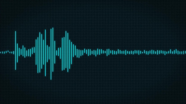 Forma de onda HUD minimalista Áudio abstrato azul brilho neon ondas sonoras de fundo Forma de onda de áudio Abstrato oscilação de ondas de música moderno Visualização de ondas sonoras futuristas Amostra de tecnologia sintética