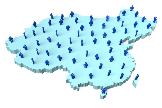 Forma do país da China e conceito de população de pessoas