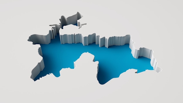 Forma do país do Tajiquistão Ilustração 3d Mapa Mapa de extrusão interna 3d Profundidade do mar com sombra interna Para web e impressão