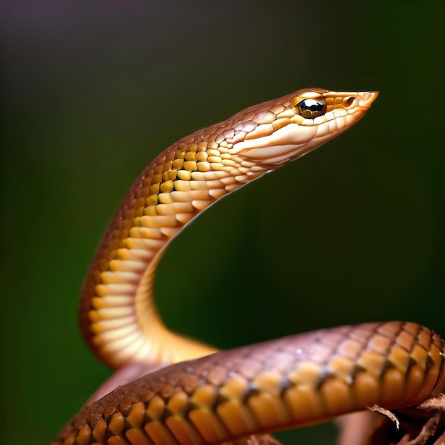 La forma esbelta de Brown Vinesnake exuda una belleza discreta en la naturaleza.