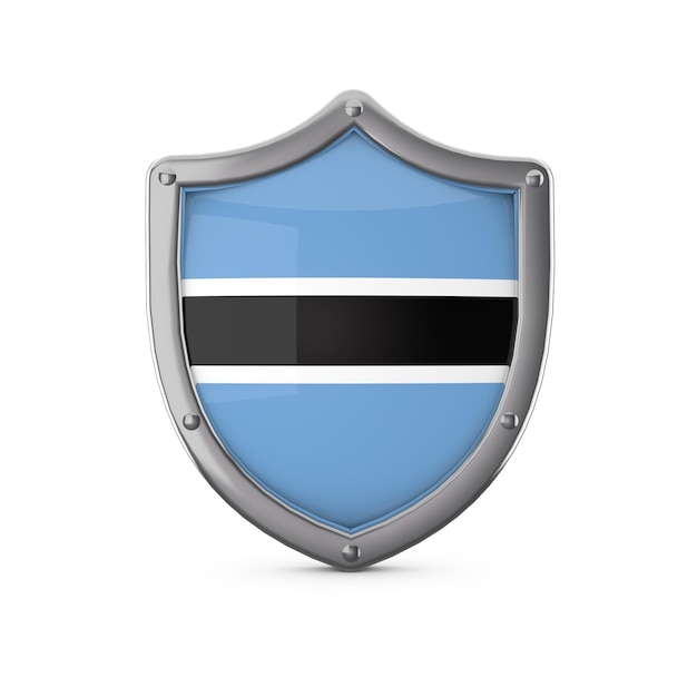 Forma de escudo de metal de concepto de seguridad de Botswana con bandera nacional