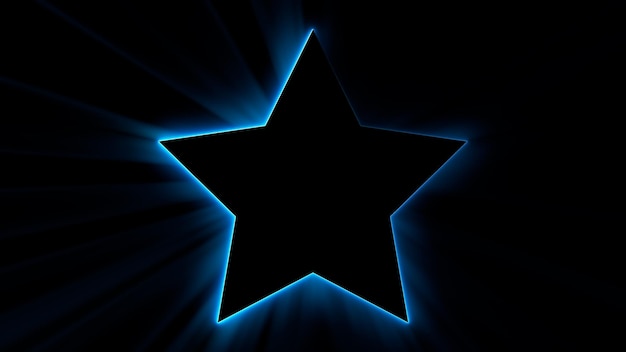 Forma de estrella de neón generada por computadora en 3D