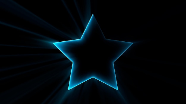 Forma de estrella de neón generada por computadora en 3D