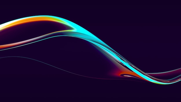 Forma de flujo abstracto con reflejos y refracciones del arco iris
