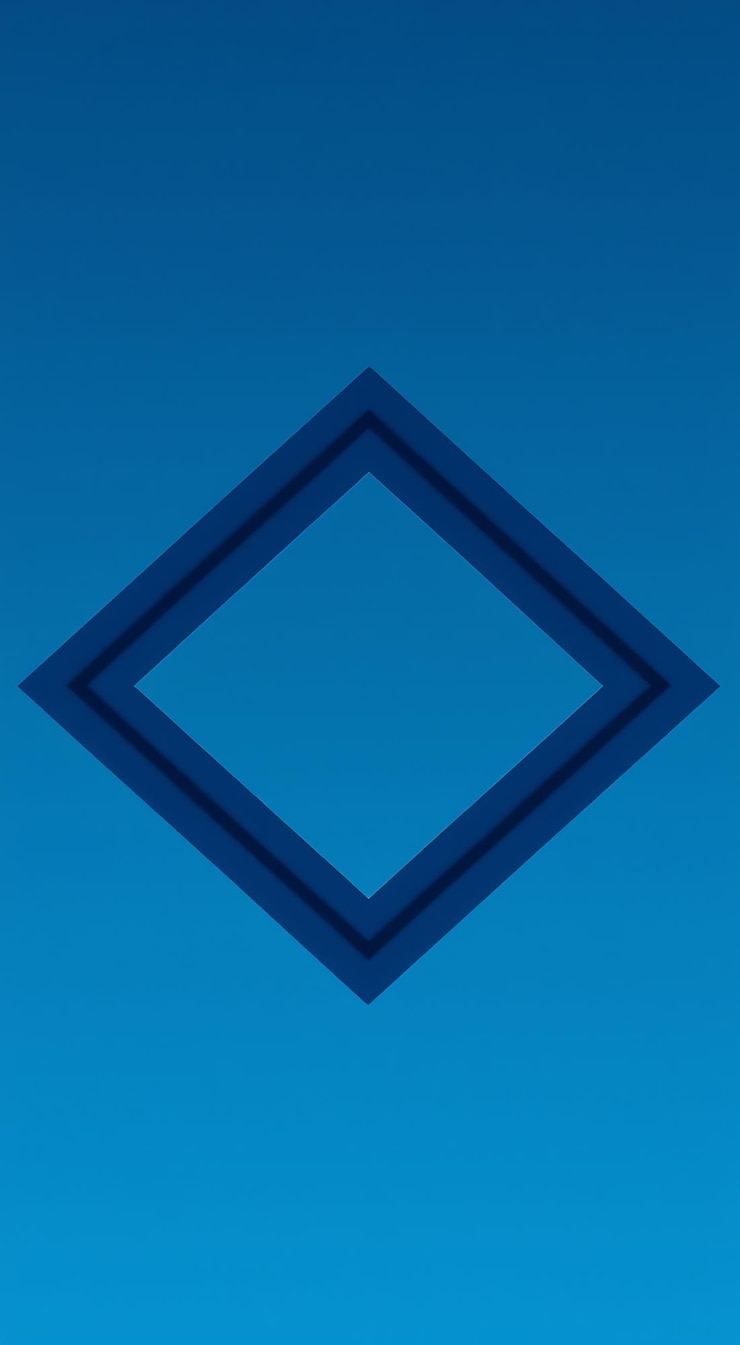 Foto forma geométrica abstracta con un fondo azul y un marco cuadrado azul oscuro