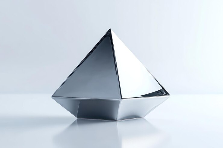 Foto una forma geométrica de cromo pulido que se asemeja a un diamante o a una pirámide