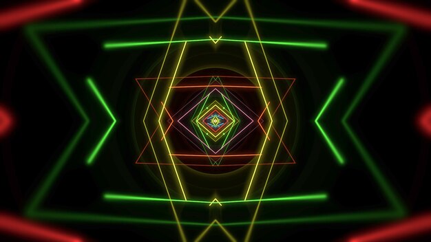 Forma geométrica de néon colorido no espaço