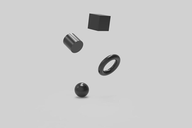 Forma geométrica Forma conjunto negro fondo gris Representación 3D
