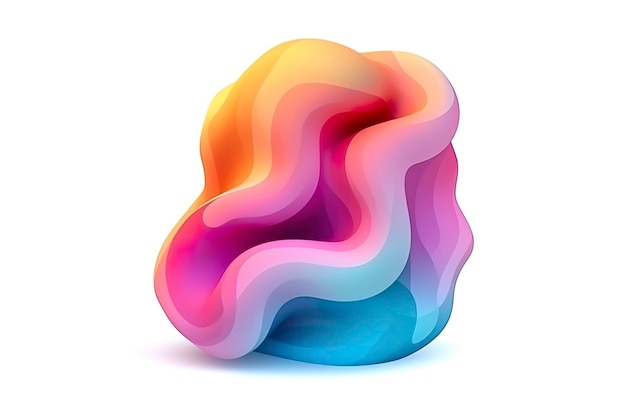 Forma de gradiente volumétrico 3d colorida aislada en un fondo blanco AI Generativo