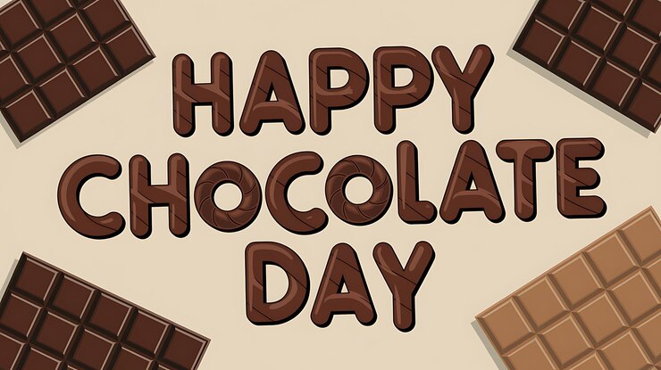 Foto la forma de las letras de la barra de chocolate "happy chocolate day"