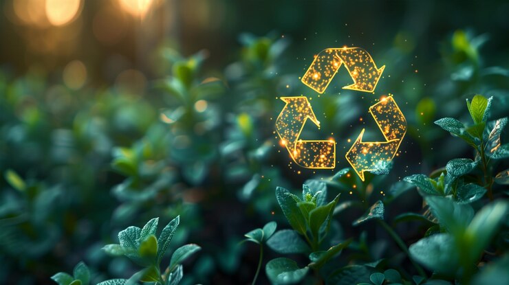 forma de un letrero de reciclaje en medio de la naturaleza intacta Una metáfora ecológica para ecológica