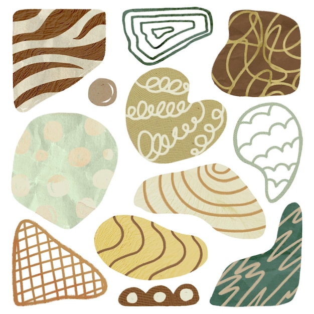 Forma linda pegatina png textura de tierra en el conjunto de diseño de doodle