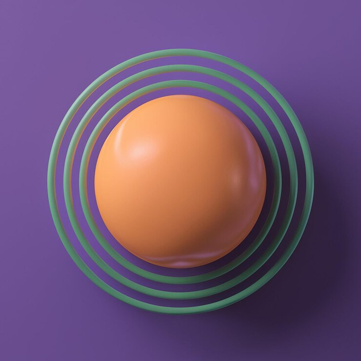 Foto una forma de mancha simple en 3d con círculos concéntricos a su alrededor