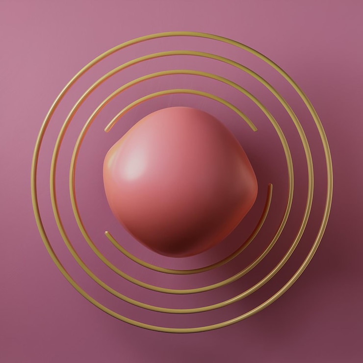 Foto una forma de mancha simple en 3d con círculos concéntricos a su alrededor