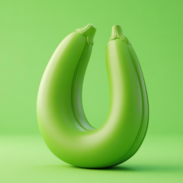 Foto forma minimalista de berenjena verde sobre un fondo verde