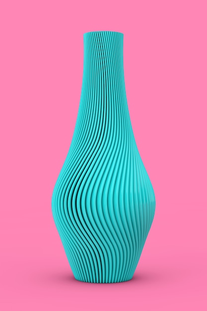 Forma de onda azul moderna abstracta Wase en estilo Duotone sobre un fondo rosa. Representación 3D