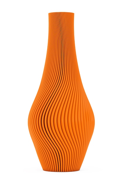 Forma de onda naranja moderna abstracta Wase sobre un fondo blanco. Representación 3D