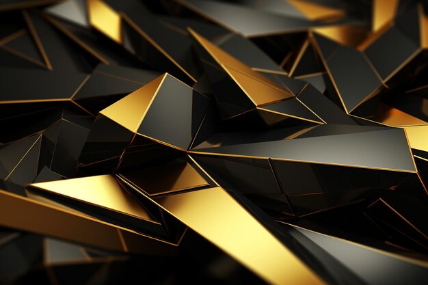Forma oscura y dorada d representación de fondo abstracto geométrico