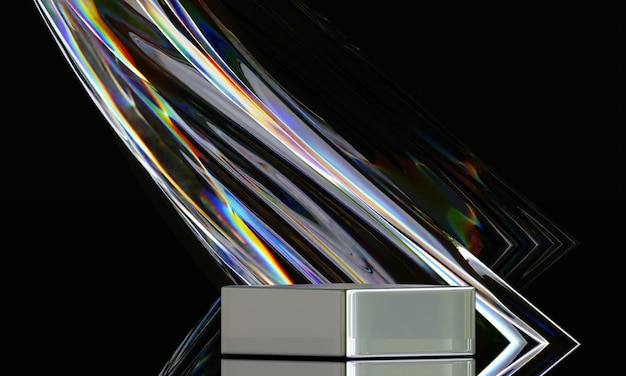 Forma redonda metálica geométrica con efecto espectral de dispersión cromática de onda de gradiente