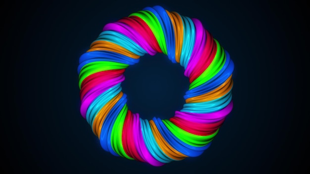Forma retorcida de color Fondo hipnótico generado por computadora 3D renderizar líneas giratorias