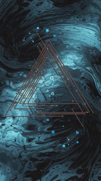 Forma triangular de brn fondo azul abstracto el concepto de red de inteligencia artificial