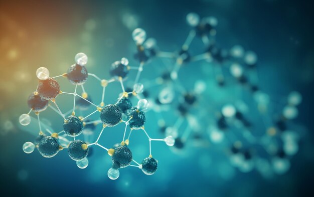 Formação científica com estrutura abstrata de moléculas ou átomos para ciência ou medicina