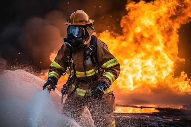 Formação de bombeiros de resgate na luta contra incêndios