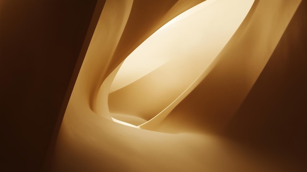 Una formación natural abstracta con curvas suaves y luz suave en tonos cálidos que revela formas intrincadas en un entorno tranquilo