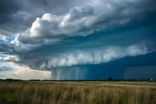 Formación de nubes oscuras de tormenta fenómeno meteorológico dramático