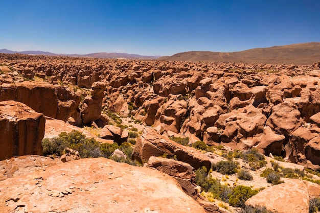 Formações rochosas no campo de lava Altiplano Bolívia