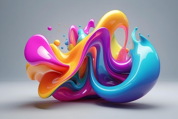 Formas 3D fluidas coloridas Elementos de gradiente líquido abstrato em fundo claro