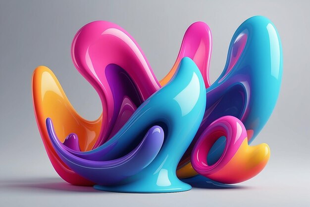 Formas 3D fluidas coloridas Elementos de gradiente líquido abstrato em fundo claro