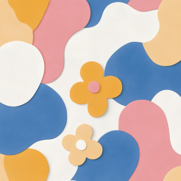 Las formas abstractas coloridas con flores crean un diseño lúdico