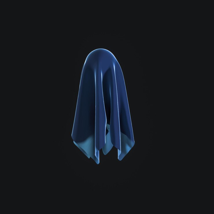 Foto formas abstratas de tecido com renderização em 3d de fundo escuro