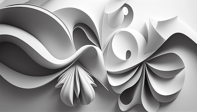 Formas abstratas sofisticadas em cinza sobre um fundo branco