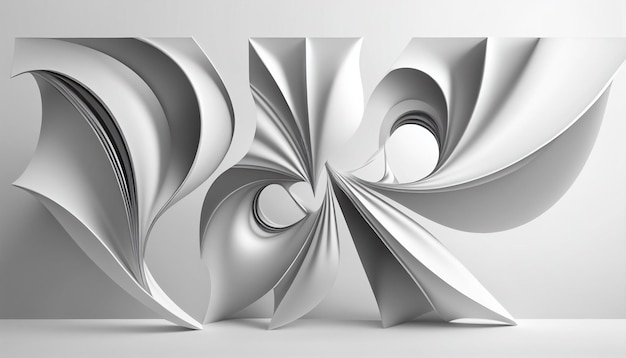Formas abstratas sofisticadas em cinza sobre um fundo branco