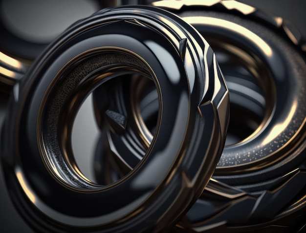 Formas de anillos de obsidiana concéntricos Fondo geométrico abstracto creado con tecnología de IA generativa