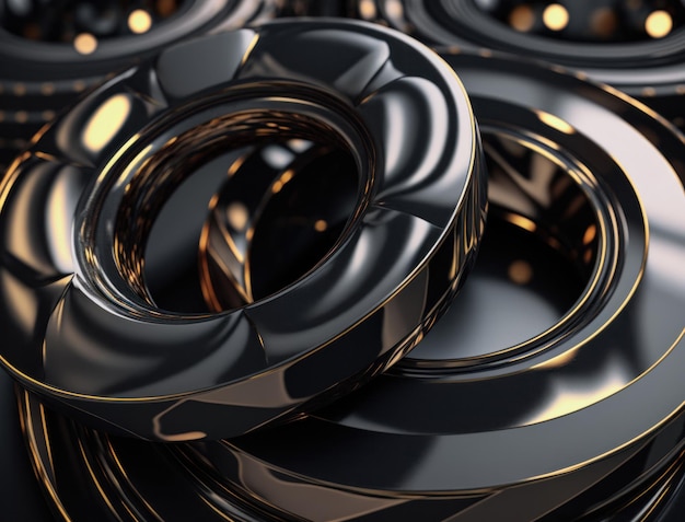 Formas de anillos de obsidiana concéntricos Fondo geométrico abstracto creado con tecnología de IA generativa